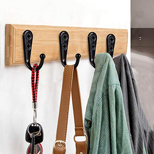 MANDOYV ITYII 30 Pieces Wall Mounted Cloth Hanger Rustic Hooks with 60 Pieces Screws (Black)