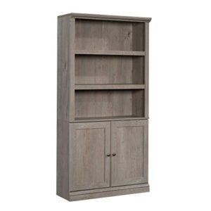 sauder bookcase with doors, l: 35.28" x w: 13.23" x h: 69.76", mystic oak finish