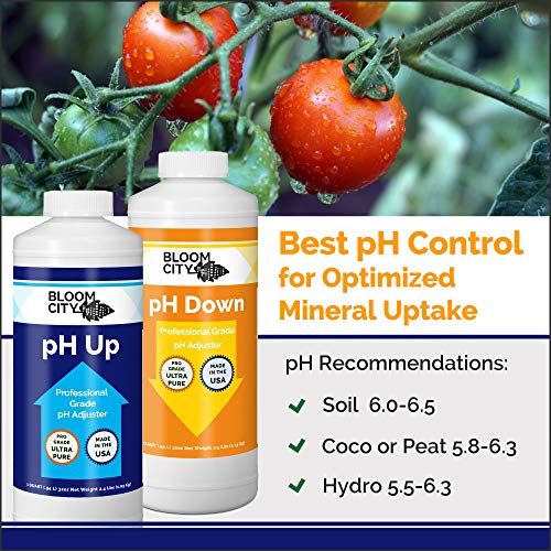 Bloom City Professional pH Up + Down Control Kit for Optimal Nutrient Uptake (Two 1/2 Pint Bottles) 16 Total oz