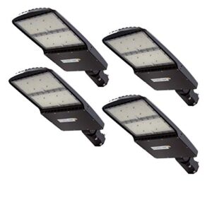 wahadi 4 pack 300w led parking lot lights,5700k daylight white shoebox pole light, 750w mh/hps replacement, waterproof outdoor area street court security lighting fixture,ul dlc listed