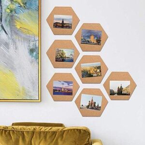 JF-XUAN Hexagon Cork Collage Board, Pin Board Decoration, Wall Cloth Bulletin Board, Very Thick 10 Piece, with Full Adhesive Back Side - Complimentary 50 Pieces Circuit Boards