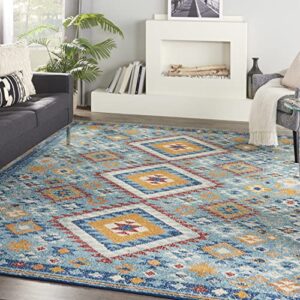 nourison passion bohemian ivory/multi 6'7" x 9'6" area -rug, easy -cleaning, non shedding, bed room, living room, dining room, kitchen (7x10)