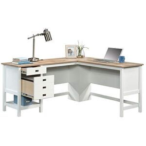 Sauder Cottage Road Engineered Wood L-Shaped Home Office Desk in Soft White