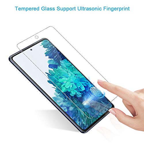 TOCOL 4 Pack Compatible for Samsung Galaxy S20 FE 5G - 2 Pack Screen Protector Tempered Glass and 2 Pack Tempered Glass Camera Lens Protector Bubble Free, Support Ultrasonic Fingerprint Unlock