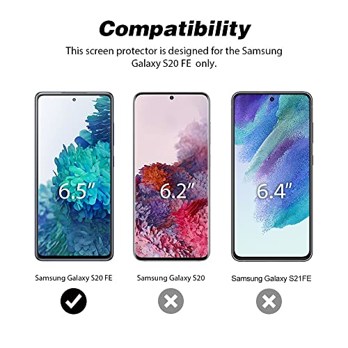 TOCOL 4 Pack Compatible for Samsung Galaxy S20 FE 5G - 2 Pack Screen Protector Tempered Glass and 2 Pack Tempered Glass Camera Lens Protector Bubble Free, Support Ultrasonic Fingerprint Unlock
