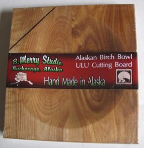 birch wood ulu chopping bowl board with corner blade slot