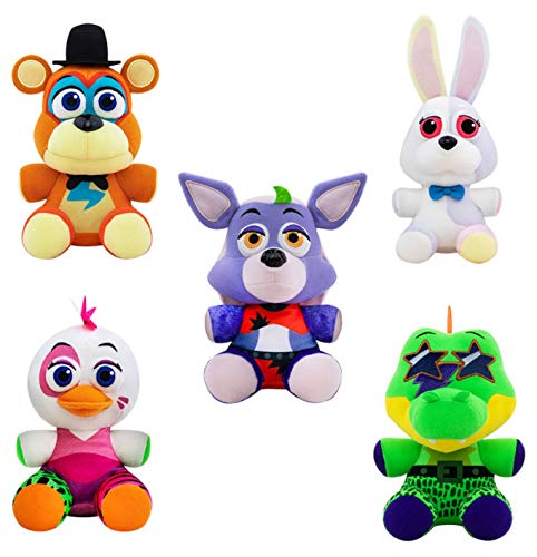 Funko Plush: Five Nights at Freddy's - Security Breach Set of 5 - Vannie, Glamrock Freddy, Glamrock Chica, Montgomery Gator, Roxanne Wolf - FNAF 6" Plush Bundle