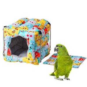 Warm Bird Nest Snuggle Tent,Parrot Wintor Habitat Cave Bed for Small Medium Animal Budgies Parakeet Cockatiels Lovebird Guinea Pig Hamster Squirrel Hedgehog Chinchilla (Colorful Cat, 8.7x8.7x8.7)