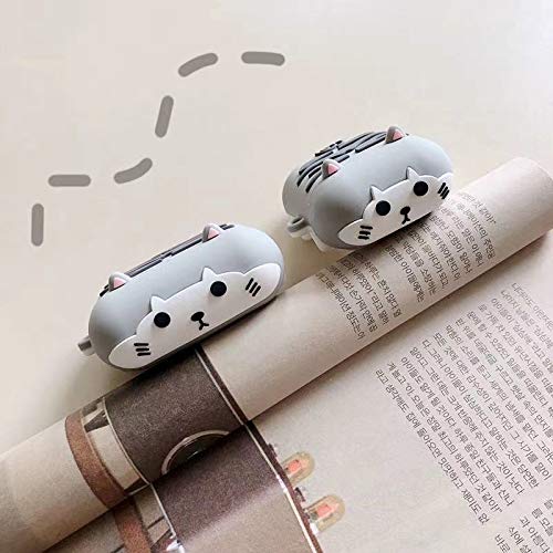 Jowhep Case for AirPod Pro 2019/Pro 2 Gen 2022 Cartoon Cute Silicone Animal Cover Keychain Funny Shockproof Soft Protective Skin for Air Pods Pro Girls Boys Kawaii Cases for AirPods Pro Grey White Cat