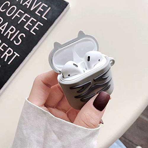 Jowhep Case for AirPod Pro 2019/Pro 2 Gen 2022 Cartoon Cute Silicone Animal Cover Keychain Funny Shockproof Soft Protective Skin for Air Pods Pro Girls Boys Kawaii Cases for AirPods Pro Grey White Cat