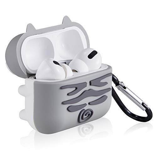 Jowhep Case for AirPod Pro 2019/Pro 2 Gen 2022 Cartoon Cute Silicone Animal Cover Keychain Funny Shockproof Soft Protective Skin for Air Pods Pro Girls Boys Kawaii Cases for AirPods Pro Grey White Cat