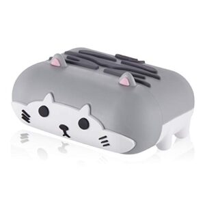 Jowhep Case for AirPod Pro 2019/Pro 2 Gen 2022 Cartoon Cute Silicone Animal Cover Keychain Funny Shockproof Soft Protective Skin for Air Pods Pro Girls Boys Kawaii Cases for AirPods Pro Grey White Cat