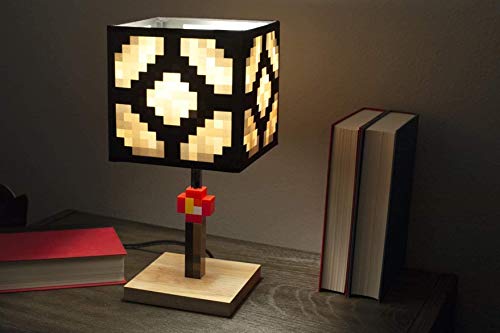 Minecraft Glowstone 14 Inch Corded Desk LED Night Light - Decorative, Fun, Safe & Awesome Bedside Mood Lamp Toy for Baby, Boys, Teen, Adults & Gamers - Best for Home's Bedroom, Living Room Or Office