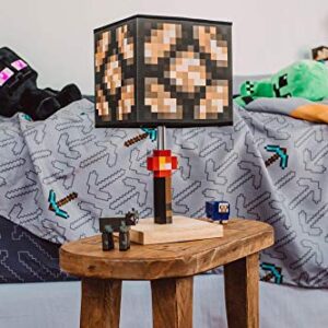 Minecraft Glowstone 14 Inch Corded Desk LED Night Light - Decorative, Fun, Safe & Awesome Bedside Mood Lamp Toy for Baby, Boys, Teen, Adults & Gamers - Best for Home's Bedroom, Living Room Or Office