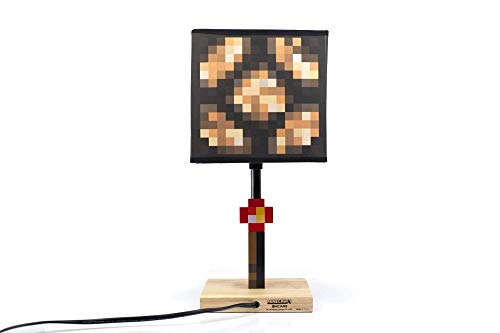 Minecraft Glowstone 14 Inch Corded Desk LED Night Light - Decorative, Fun, Safe & Awesome Bedside Mood Lamp Toy for Baby, Boys, Teen, Adults & Gamers - Best for Home's Bedroom, Living Room Or Office