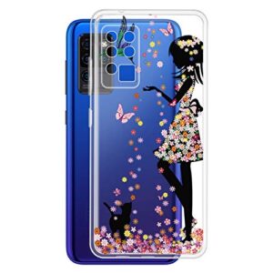 aqgg for oukitel c21 [6.40"] case, soft silicone bumper shell transparent flexible rubber phone protective cases tpu cover for oukitel c21 -girl