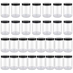 8 oz durable plastic jars, accguan clear container for food storage, airtight plastic jars ideal for dry food, spices and bird feed storage, 30 pack
