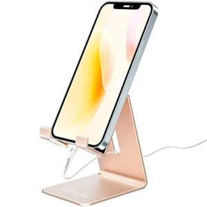 urmust cell phone stand for desk phone holder dock cradle stand for iphone 14 13 12 11 pro max x xr 8 plus 7 6,tablet(4-10in) [2023 updated version] gold