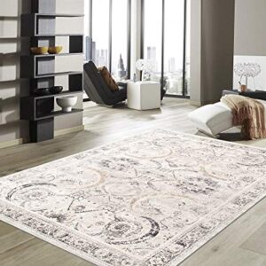 Pasargad Home Fantasia Oriental Area Rug - Luxury Power Loom, Living Room, Bedroom Accent Rugs-12' 0" X 15' 0", Ivory/Silver