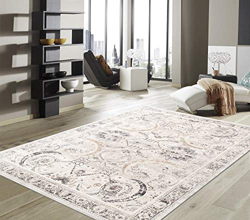 Pasargad Home Fantasia Oriental Area Rug - Luxury Power Loom, Living Room, Bedroom Accent Rugs-12' 0" X 15' 0", Ivory/Silver