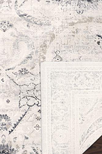 Pasargad Home Fantasia Oriental Area Rug - Luxury Power Loom, Living Room, Bedroom Accent Rugs-12' 0" X 15' 0", Ivory/Silver