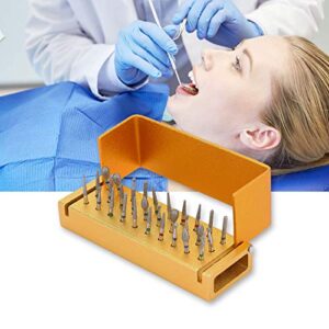 30 Holes Dental Burs Holder Diamond Burs Drill High Speed Block Aluminum Autoclavable Box, Disinfection Bur Organizer Station Opening Box Case with Cover Reusble - Gold