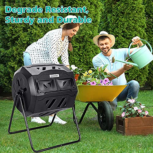 Gobetter 45 Gallon Composting Tumblers, Rotating Composter Bin Outdoor with Certification BPA Free and UV Resistant,Capable,Faster,and Environmentally Friendly