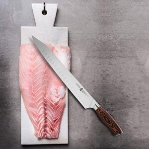 TUO Slicing Knife 12 - Sujihiki Slicer Professional Meat & Fish Carving Master - Long Kitchen Kiritsuke Chef Knives - German Steel & Comfortable Pakkawood Handle - Gift Box Included - Fiery Series