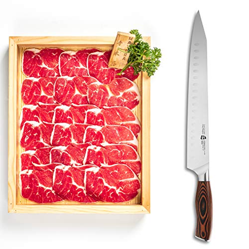 TUO Slicing Knife 12 - Sujihiki Slicer Professional Meat & Fish Carving Master - Long Kitchen Kiritsuke Chef Knives - German Steel & Comfortable Pakkawood Handle - Gift Box Included - Fiery Series