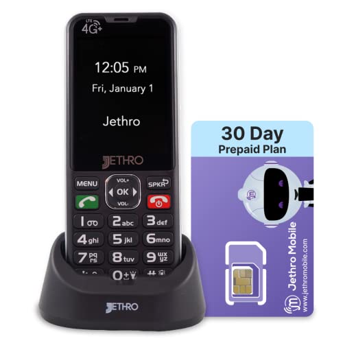 Jethro SC490 4G LTE Cell Phone for Seniors with Unlimited Talk & Text Prepaid (30 Days)