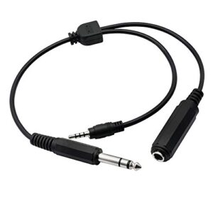 gintooyun 6.35mm 1/4 trs to 1/4 6.35mm trs female & 3.5mm 1/8 trrs male stereo headphone y splitter extension cable guitar amplifier instrument cable headphone adapter