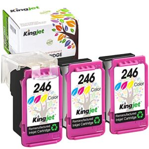 kingjet remanufactured ink cartridge replacement for canon cl-246 246 for pixma mx490 mx492 ip2820 mg2520 mg2525 mg2922 mg3020 ts3122 ts302 tr4520 printer (1 print head + 3 cartridges, color)