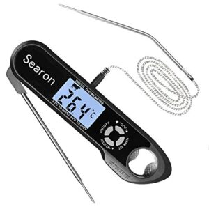 searon digital meat thermometer, dual probe food thermometer, 2-4s instant read backlight waterproof for cooking kitchen oven safe bbq grilling smoker baking turkey