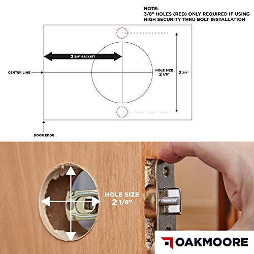 OAKMOORE Commercial Bathroom Door Handle (Privacy) – Heavy Duty Commercial Door Lock for Schools Offices Industrial Standard – Grade 2 UL CUL & ADA – Nickel Chrome – ANSI A156.2