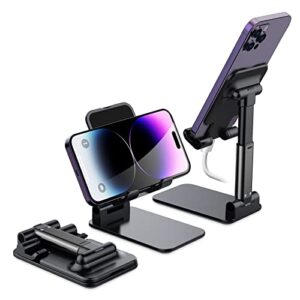 adjustable cell phone stand for desk - fully foldable & portable iphone stand, office mobile phone stand holder,cellphone stand for iphone 14 plus 14 13 12 11 pro max mini, samsung, smartphones(4-10")