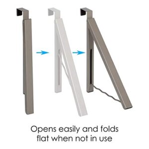 Over Door Hanger - Single Closet Hanger Retractable Collapsible Folding Hanging Rack Organizer Perfect for Clothes & Towels Ideal for Bathrooms, Dorm Rooms Etc. - Satin Nickel (Includes one Hook)