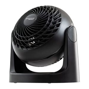 iris usa woozoo air circulator fan, vortex fan, desk fan, portable fan, 3 speed settings, 360 tilting head, 46ft max air distance, medium, black