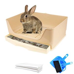 linifar extra large rabbit litter box, pet potty corner cage toilet with bonus pads for adult bunny guinea pig chinchilla ferret