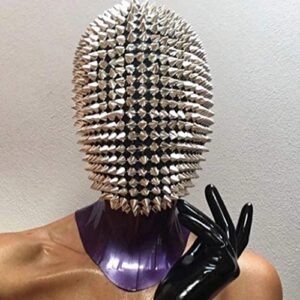 Spikes Studded Full Face Jewel Margiela Masck,Cosplay Face Bandanas for Halloween Cosplay Funny (Silver)