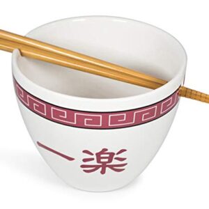 JUST FUNKY Naruto Ichiraku Ramen Japanese Ceramic Dish Set | 16-Ounce Ramen Bowl and Chopsticks Set