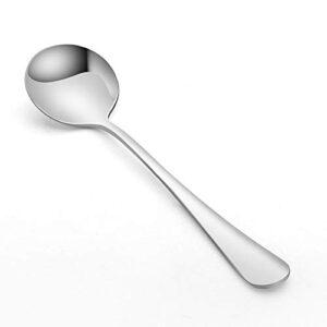 20 Piece Soup Spoons, Round Stainless Steel Bouillon Spoons Round Spoons 6.7 inch