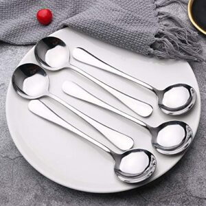 20 Piece Soup Spoons, Round Stainless Steel Bouillon Spoons Round Spoons 6.7 inch