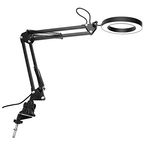 Desk Lamp with Flexible Swing Arm, Clamp Mount Tattoo Beauty Light 3 Tone & 10 Gear Dimmable