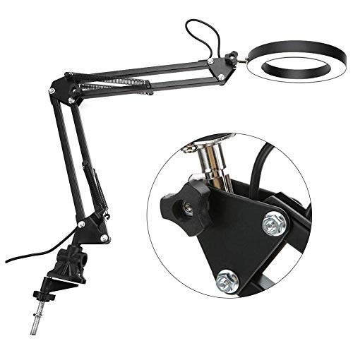 Desk Lamp with Flexible Swing Arm, Clamp Mount Tattoo Beauty Light 3 Tone & 10 Gear Dimmable