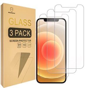 mr.shield screen protector compatible with iphone 12 / iphone 12 pro [3 pack] 6.1inch tempered glass screen protector