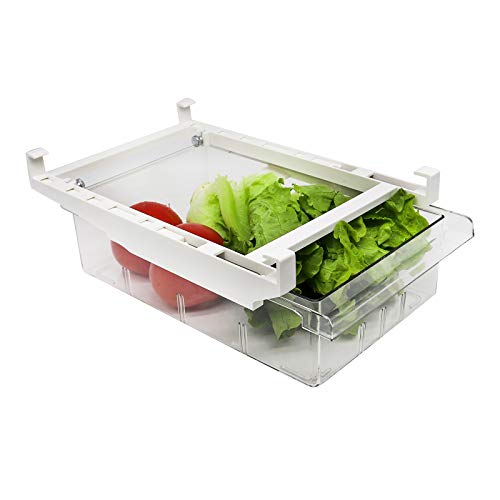 Fridge Drawer Organizer with Handle, Pull-out Refrigerator Storage Organizer Bins, Fridge Shelf Holder Storage Box