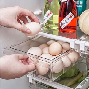 Fridge Drawer Organizer with Handle, Pull-out Refrigerator Storage Organizer Bins, Fridge Shelf Holder Storage Box