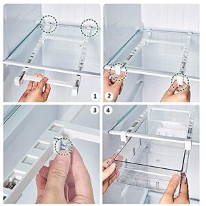 Fridge Drawer Organizer with Handle, Pull-out Refrigerator Storage Organizer Bins, Fridge Shelf Holder Storage Box