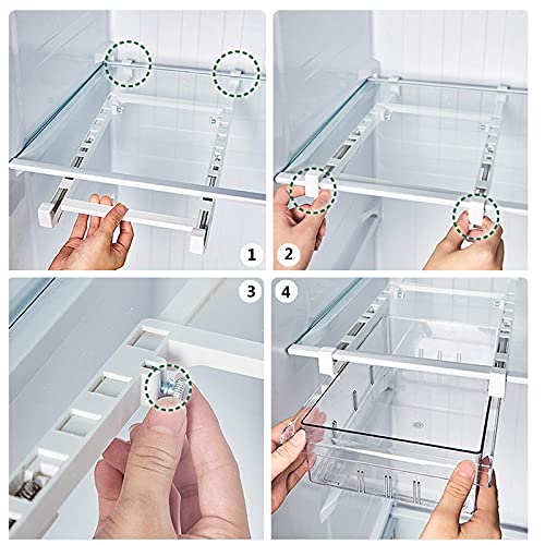 Fridge Drawer Organizer with Handle, Pull-out Refrigerator Storage Organizer Bins, Fridge Shelf Holder Storage Box