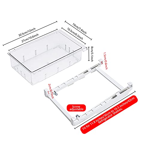 Fridge Drawer Organizer with Handle, Pull-out Refrigerator Storage Organizer Bins, Fridge Shelf Holder Storage Box